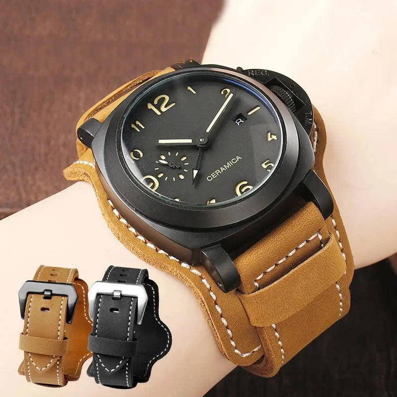Genuine Cowhide Leather Watch Strap for Panerai PAM111, 441 & Diesel – 22mm, 24mm, 26mm - STRAPS