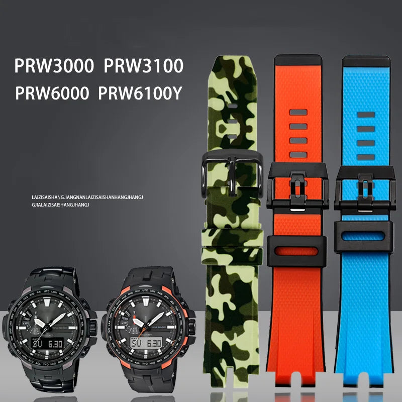 Silicone Watch Strap for PROTREK CASIO PRW-6000/6100/3000/3100/PRG-300 – 24mm Band STRAPS