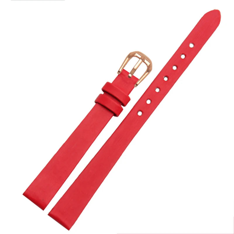 Spun Silk & Genuine Leather Slim Watchband | 6mm 8mm 10mm 12mm 14mm Models