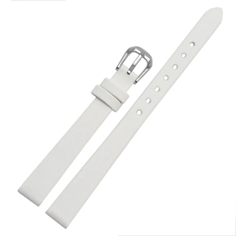 Spun Silk & Genuine Leather Slim Watchband | 6mm 8mm 10mm 12mm 14mm Models