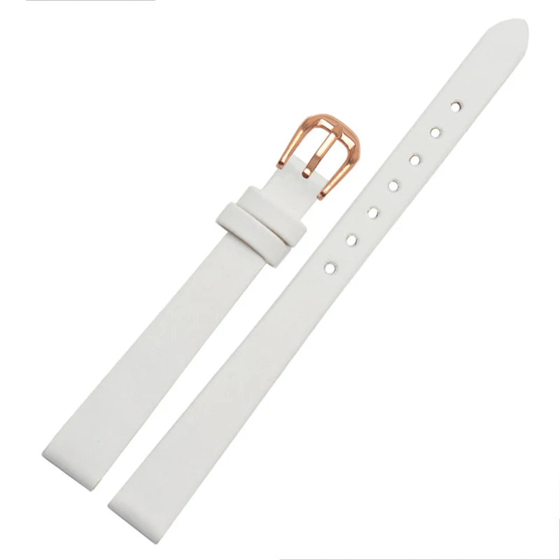 Spun Silk & Genuine Leather Slim Watchband | 6mm 8mm 10mm 12mm 14mm Models