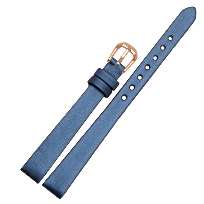 Spun Silk & Genuine Leather Slim Watchband | 6mm 8mm 10mm 12mm 14mm Models
