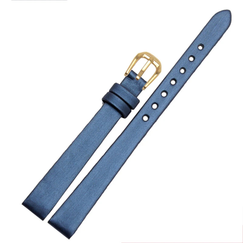 Spun Silk & Genuine Leather Slim Watchband | 6mm 8mm 10mm 12mm 14mm Models