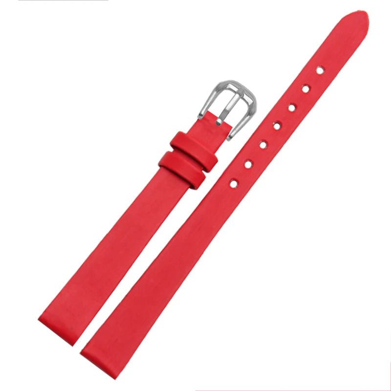 Spun Silk & Genuine Leather Slim Watchband | 6mm 8mm 10mm 12mm 14mm Models