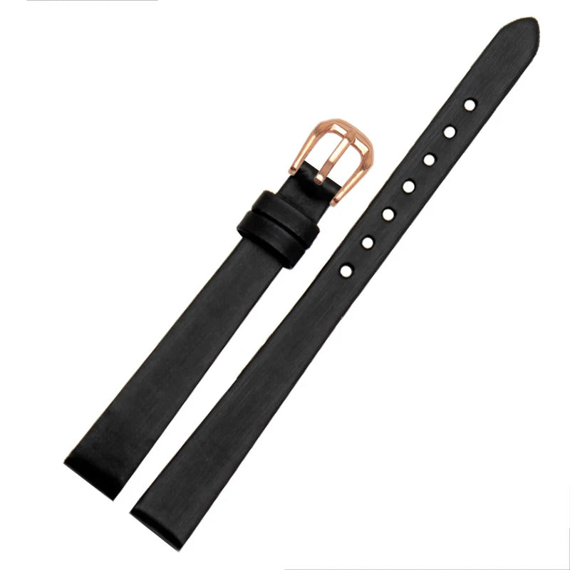 Spun Silk & Genuine Leather Slim Watchband | 6mm 8mm 10mm 12mm 14mm Models