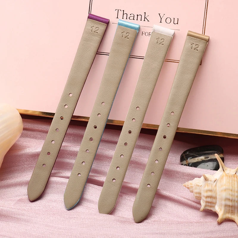 Spun Silk & Genuine Leather Slim Watchband | 6mm 8mm 10mm 12mm 14mm Models