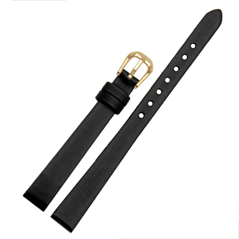 Spun Silk & Genuine Leather Slim Watchband | 6mm 8mm 10mm 12mm 14mm Models