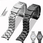High-Quality Stainless Steel Curved End Watch Strap for Seiko, Timex, Citizen, Casio – 20mm/22mm Men’s Watchband with Butterfly Clasp - STRAPS