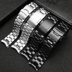 High-Quality Stainless Steel Curved End Watch Strap for Seiko, Timex, Citizen, Casio – 20mm/22mm Men’s Watchband with Butterfly Clasp - STRAPS