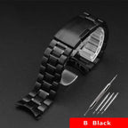 High-Quality Stainless Steel Curved End Watch Strap for Seiko, Timex, Citizen, Casio – 20mm/22mm Men’s Watchband with Butterfly Clasp - STRAPS