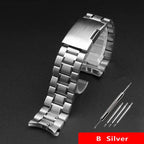 High-Quality Stainless Steel Curved End Watch Strap for Seiko, Timex, Citizen, Casio – 20mm/22mm Men’s Watchband with Butterfly Clasp - STRAPS