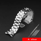 High-Quality Stainless Steel Curved End Watch Strap for Seiko, Timex, Citizen, Casio – 20mm/22mm Men’s Watchband with Butterfly Clasp - STRAPS