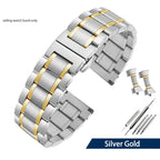 High-Quality Stainless Steel Curved End Watch Strap for Seiko, Timex, Citizen, Casio – 20mm/22mm Men’s Watchband with Butterfly Clasp - STRAPS