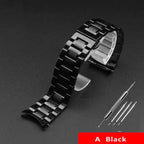 High-Quality Stainless Steel Curved End Watch Strap for Seiko, Timex, Citizen, Casio – 20mm/22mm Men’s Watchband with Butterfly Clasp - STRAPS