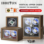 IBBETON Wooden Watch Winder Case, 2/4/6 Slots, Mabuchi Motor, Luxury Storage - STRAPS