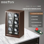 IBBETON Wooden Watch Winder Case, 2/4/6 Slots, Mabuchi Motor, Luxury Storage - STRAPS