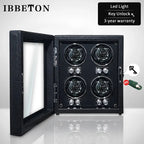 IBBETON Wooden Watch Winder Case, 2/4/6 Slots, Mabuchi Motor, Luxury Storage - STRAPS