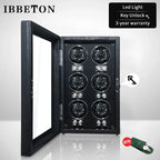 IBBETON Wooden Watch Winder Case, 2/4/6 Slots, Mabuchi Motor, Luxury Storage - STRAPS