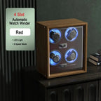 IBBETON Wooden Watch Winder Case, 2/4/6 Slots, Mabuchi Motor, Luxury Storage - STRAPS