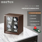 IBBETON Wooden Watch Winder Case, 2/4/6 Slots, Mabuchi Motor, Luxury Storage - STRAPS
