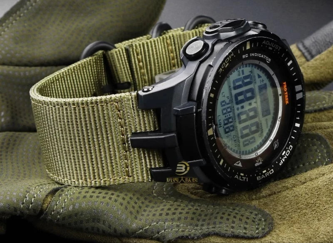 Nylon Canvas Strap for Casio PROTREK PRW-3000/3100/6000/6100Y With Tools 180mm Band STRAPS