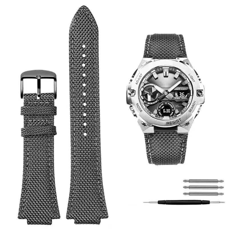 Knitted Nylon Watch Strap for Casio G-SHOCK GST-B400  EFB-680 – 14mm & 12mm Convex Fit Canvas Band STRAPS