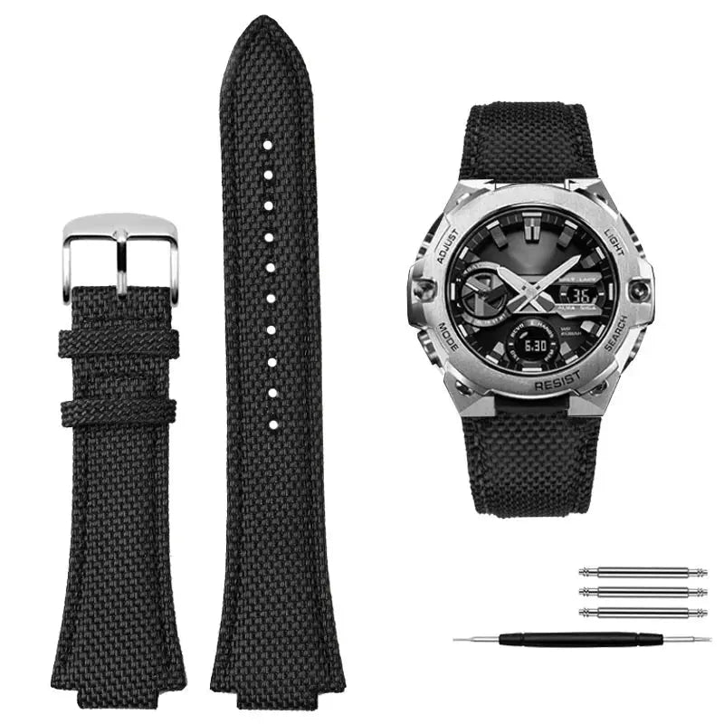Knitted Nylon Watch Strap for Casio G-SHOCK GST-B400  EFB-680 – 14mm & 12mm Convex Fit Canvas Band STRAPS