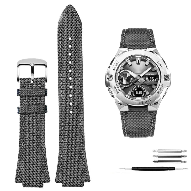 Knitted Nylon Watch Strap for Casio G-SHOCK GST-B400  EFB-680 – 14mm & 12mm Convex Fit Canvas Band STRAPS