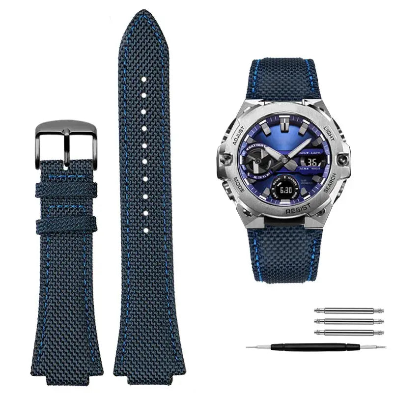 Knitted Nylon Watch Strap for Casio G-SHOCK GST-B400  EFB-680 – 14mm & 12mm Convex Fit Canvas Band STRAPS