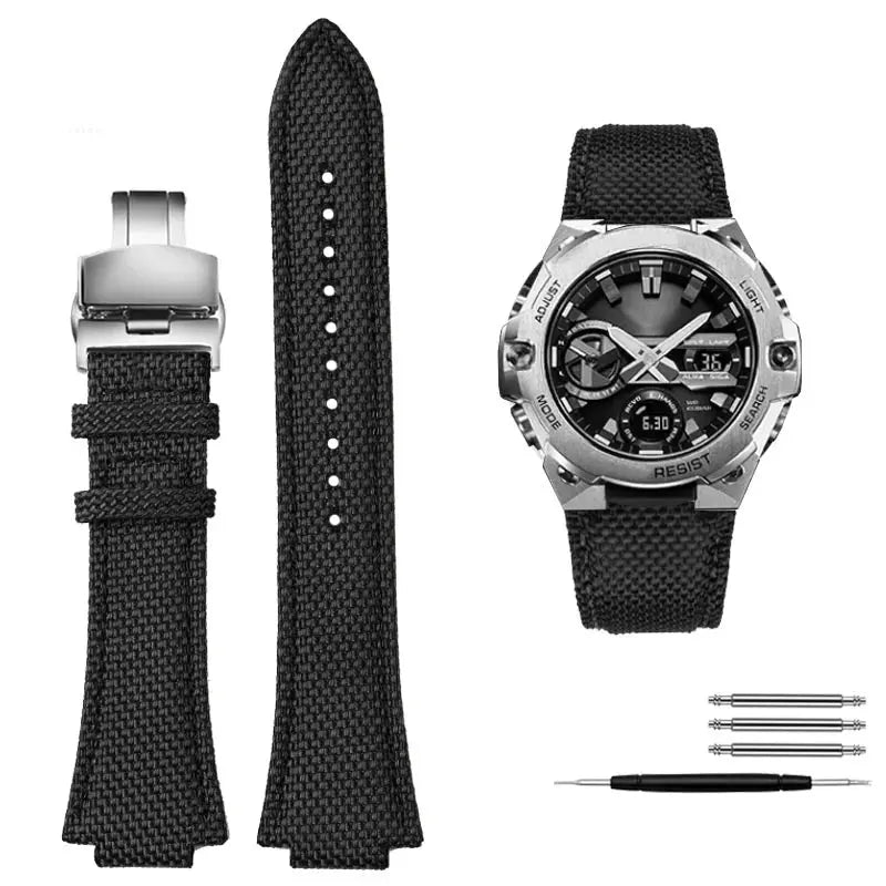 Knitted Nylon Watch Strap for Casio G-SHOCK GST-B400  EFB-680 – 14mm & 12mm Convex Fit Canvas Band STRAPS