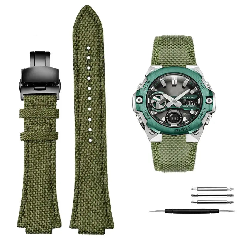 Knitted Nylon Watch Strap for Casio G-SHOCK GST-B400  EFB-680 – 14mm & 12mm Convex Fit Canvas Band STRAPS