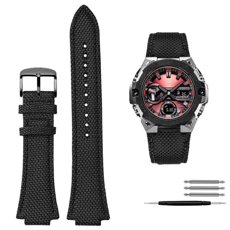Knitted Nylon Watch Strap for Casio G-SHOCK GST-B400  EFB-680 – 14mm & 12mm Convex Fit Canvas Band STRAPS
