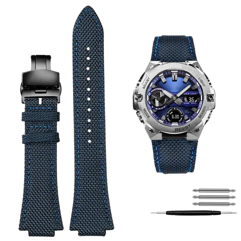 Knitted Nylon Watch Strap for Casio G-SHOCK GST-B400  EFB-680 – 14mm & 12mm Convex Fit Canvas Band STRAPS