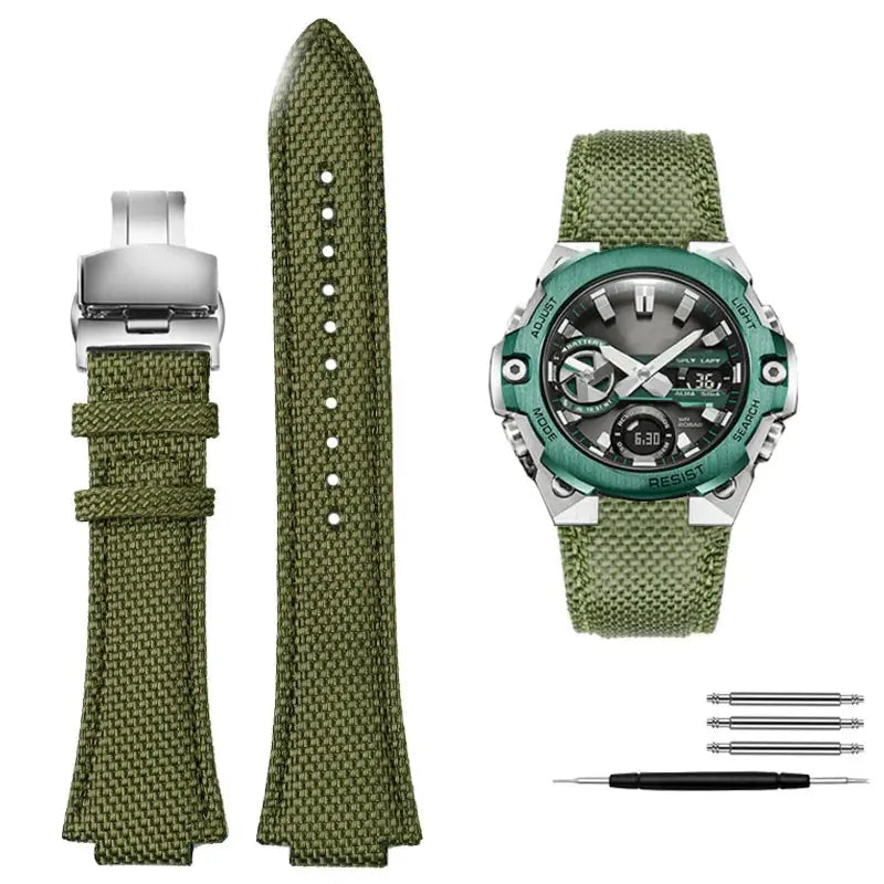 Knitted Nylon Watch Strap for Casio G-SHOCK GST-B400  EFB-680 – 14mm & 12mm Convex Fit Canvas Band STRAPS