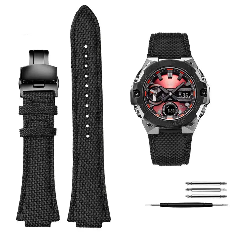 Knitted Nylon Watch Strap for Casio G-SHOCK GST-B400  EFB-680 – 14mm & 12mm Convex Fit Canvas Band STRAPS