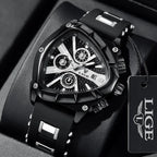 LIGE LG89103 Mens Triangle Quartz Watch, Chronograph, Silicone, 56mm, Waterproof, Military Style - STRAPS