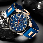 LIGE LIGE8908 Mens Quartz Watch, Silicone, Chronograph, 3Bar Waterproof, Date, Luminous - STRAPS