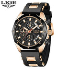 LIGE LIGE8908 Mens Quartz Watch, Silicone, Chronograph, 3Bar Waterproof, Date, Luminous - STRAPS