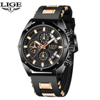 LIGE LIGE8908 Mens Quartz Watch, Silicone, Chronograph, 3Bar Waterproof, Date, Luminous - STRAPS