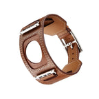 Leather Cuff Bracelet Strap for Apple Watch 9/8/7/6/SE/Ultra 2,40mm/41mm/44mm/45mm/49mm,Metal Buckle - STRAPS