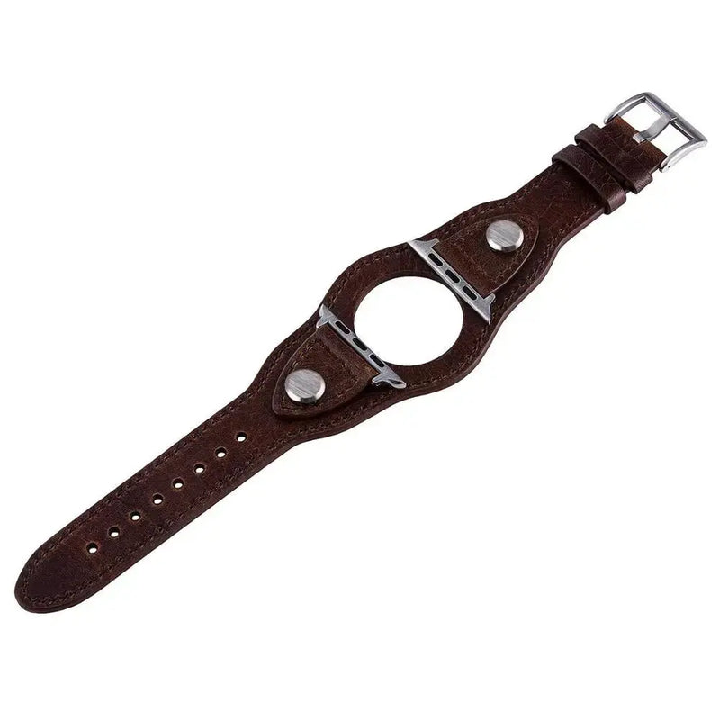 Leather Cuff Bracelet for Apple Watch 9/8/7/6/SE/3/Ultra 2, 38mm/40mm/41mm/42mm/44mm/45mm/49mm - STRAPS