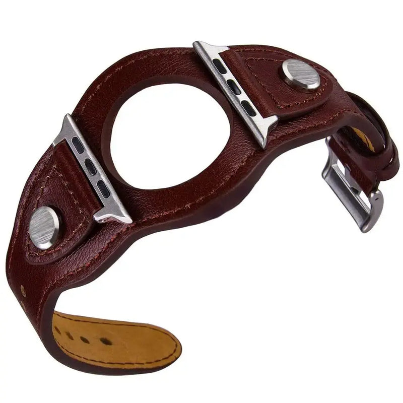 Leather Cuff Bracelet for Apple Watch 9/8/7/6/SE/3/Ultra 2, 38mm/40mm/41mm/42mm/44mm/45mm/49mm - STRAPS