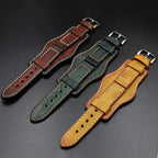 Leather Cuff Watch Band | 20mm, 22mm, 24mm | Handmade Cowhide Leather Strap for Fossil Watch - STRAPS