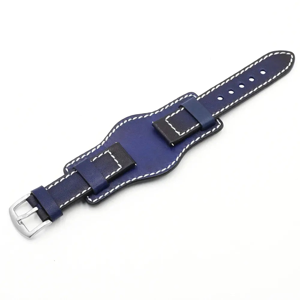 Leather Cuff Watch Band | 20mm, 22mm, 24mm | Handmade Cowhide Leather Strap for Fossil Watch - STRAPS