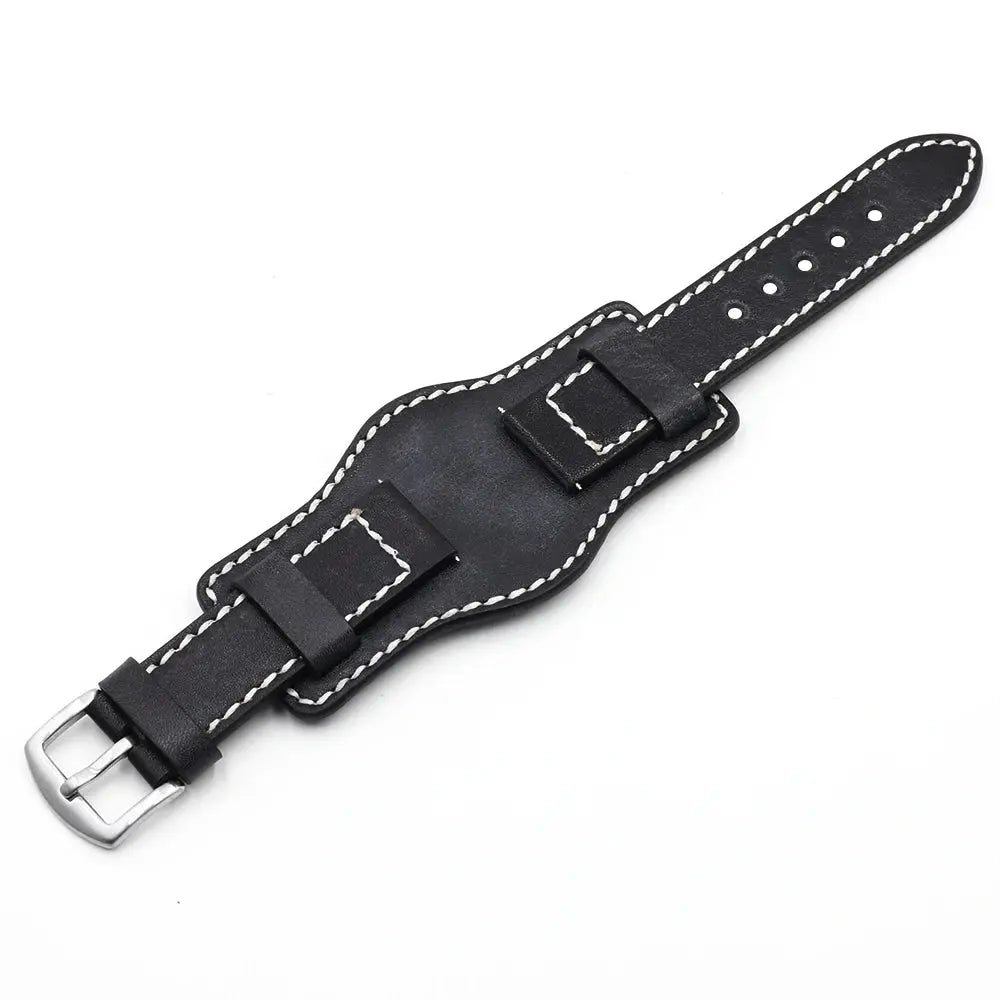 Leather Cuff Watch Band | 20mm, 22mm, 24mm | Handmade Cowhide Leather Strap for Fossil Watch - STRAPS