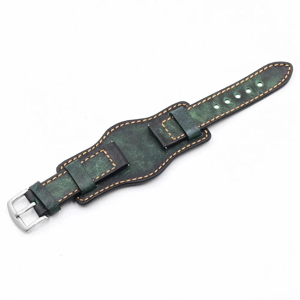 Leather Cuff Watch Band | 20mm, 22mm, 24mm | Handmade Cowhide Leather Strap for Fossil Watch - STRAPS