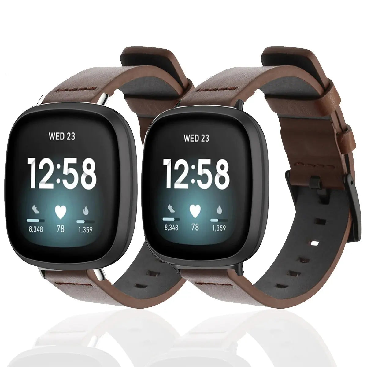Leather Strap for Fitbit Versa 2/Lite/3/4/Sense, Pin Buckle Smartwatch Band - STRAPS