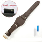 Leather Watch Strap for Fossil CH2564, CH2565, CH2891, CH3051 | 22mm Black & Brown with Rivet Style - STRAPS
