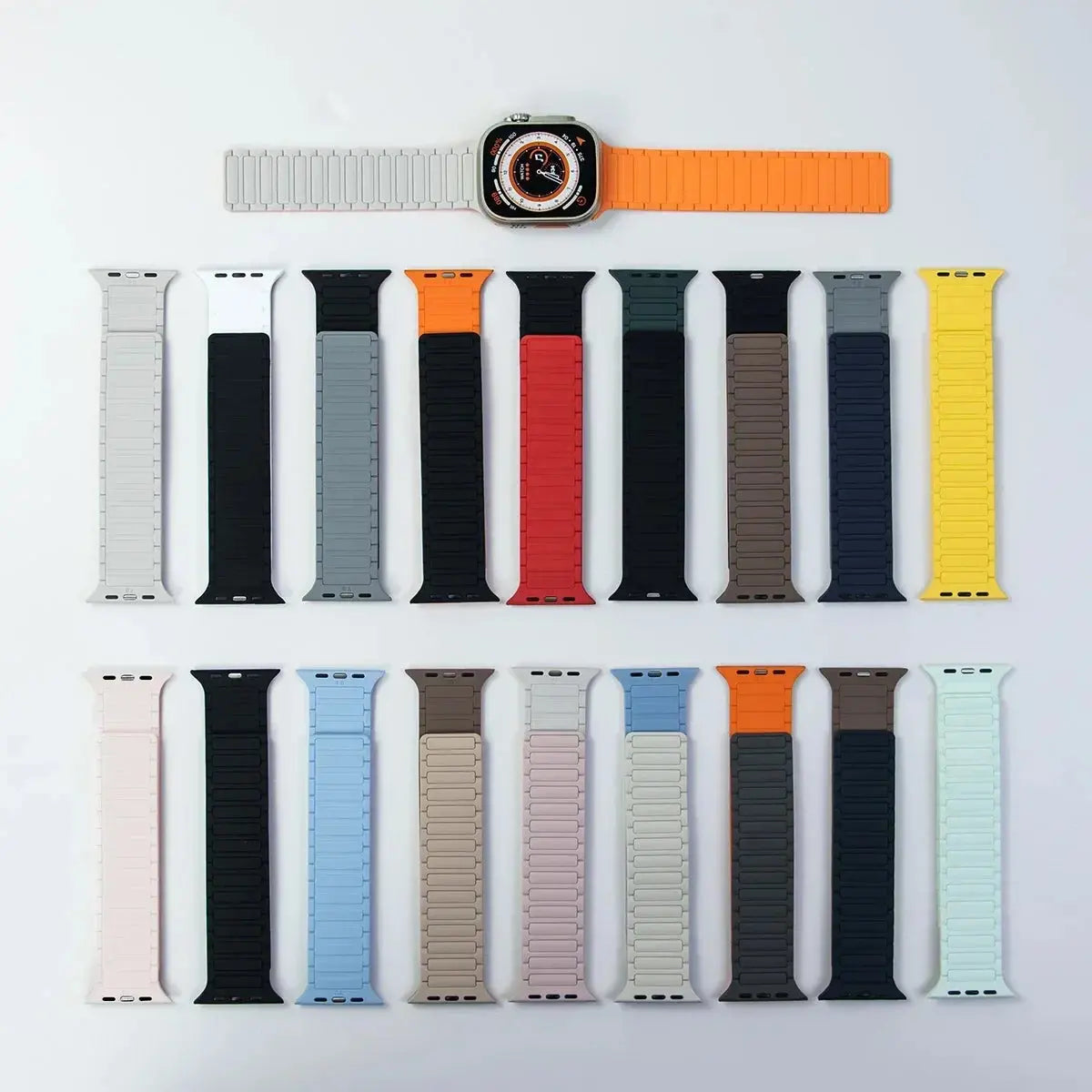 Magnetic Silicone Band for Apple Watch Ultra 2, Series 10, 9, 8, 7, SE – 49mm, 45mm, 44mm, 42mm, 41mm, 40mm STRAPS