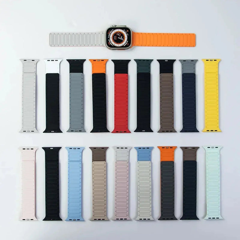 Magnetic Silicone Band for Apple Watch Ultra 2, Series 10, 9, 8, 7, SE – 49mm, 45mm, 44mm, 42mm, 41mm, 40mm STRAPS